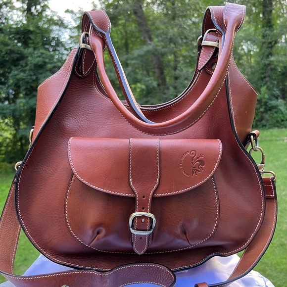 ANONIMOFLORENTINO BROWN GENUINE LEATHER HOBO SATCHEL